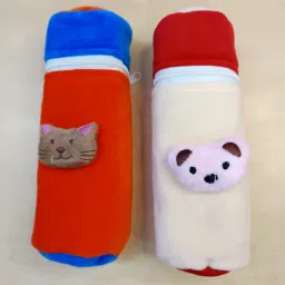 Broad Neck Zipper Soft Plush Stretchable Baby Feeding Bottle Cover Milk Feeder-image-86