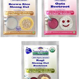 Certified USDA Organic Stage2 Sprouted Porridge Mixes Trial Packs | Organic Baby Food for 6 Months Old | Sprouted Ragi, Sprouted Brown Rice, Oats, Dal & Vegetable | 50g Each, Cereal-10