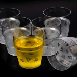 (Pack of 6) Prism With Feather Designe Shape Water Glasses Glass Set Water/Juice Glass-16