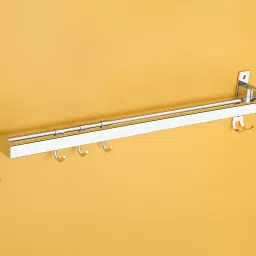 304 S. S. Folding Towel Rod with Hooks for hanging cloths/towels for Bathroom..- 24 inch 1 Bar Towel Rod-21