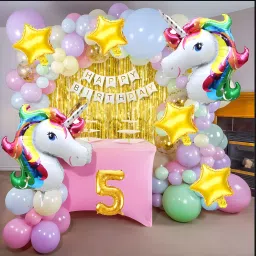 5th Unicorn Theme Birthday Decoration Combo Kit for Girls (Set of 67)-16