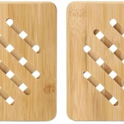 wc_15 Bamboo Wooden Trivet For Dinning Table Square Wavy Shape, Wooden Coaster, Wooden Coaster Set For Hot Plates and Hot Pot Trivet-49
