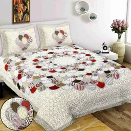144 TC Cotton Double Jaipuri Prints Flat Bedsheet-11