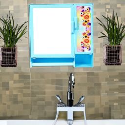 Blue SMALL DOUBLE DOOR Mirror Storage Wall Cabinet for Bathroom Home Organiser SKY BLUE COLOR, Wall Hung Box with Mirror, SMALL SIZE, Multiuse Multipurpose Shelf Bracket-image-43