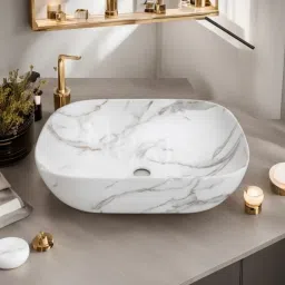 (46*32.5*14) cm white marble designer premium ceramic wash basin / Table Top Basin-image-26