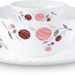 larah by borosil Pack of 13 Opalware Dahlia Dinner Set image 2
