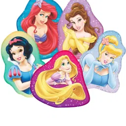 Printed Princess Theme Pack of 5 Mini Cutout Foil Balloons Bouquet for Princess Theme Parties and Birthday Decorations / Princess Party Supplies Balloon-image-4