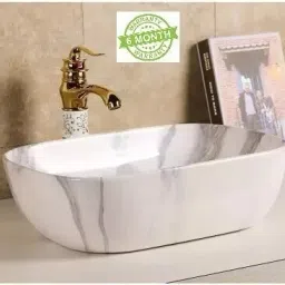 Art Wash Basin Countertop, Tabletop Ceramic Bathroom Sink/Basin Tabletop Ceramic Bathroom Sink/Basin (450 x 320 x 150mm) White Table Top Basin-image-20