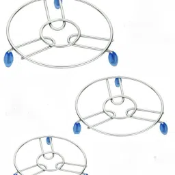 Stainless Steel Hot Pot stand, 3 Piece Set(185mm,148mm,105mm)/Hot Utensil Stand/Hot Matt Crome Plated Trivet-2