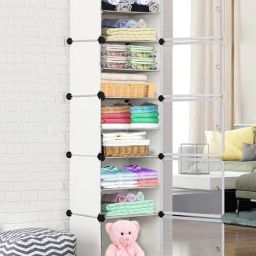 5-Door 10-Shelf Plastic Collapsible PC Collapsible Wardrobe-18