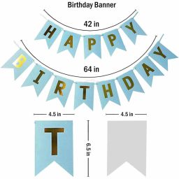 acome Solid Blue Happy Birthday Decoration Combo - 104Pcs Set (1 Birthday Banner, 100 Balloons,2 Foil Curtains,1 Foil Number Balloon) For Prince Boy Birthday Party Decoration ,Happy Birthday Balloons for Party Decoration , Baby 3rd birthday Balloon image 5