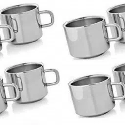 (Pack of 8) Stainless Steel Tea/Coffee Cup Set, 100ml (Silver) - 8 Pieces Glass Set Water/Juice Glass-image-99