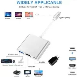 TECHGEAR 3 in 1 Type C USB Hub/Type C Hub /USB C to HDMI Adapter, HD 4K HDMI USB Adapter image 2