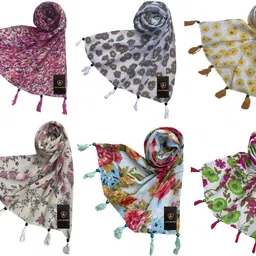 letz dezine Printed Chiffon Women Multicolor Scarf, Stole-picture-5