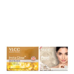VLCC Set of Pearl Facial Kit - 60 g & Insta Glow Gold Bleach - 30 g-56