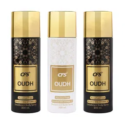 CFS Oudh Black & White Set Of 3 Deodorant Body Spray - 200ml Each image 1