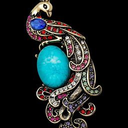 SYGA Women Crystal Rhinestone Studded Peacock Pin Brooch-image-51