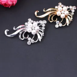 SYGA Crystal-Studded & Pearl-Beaded Brooch-image-22