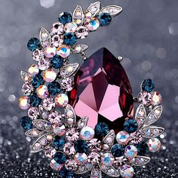SYGA Women Crystal Rhinestone Studded Crescent Pin Brooch-image-80