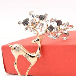 YouBella Women Gold-Plated Stone-Studded Deer Shape Brooch-image-80