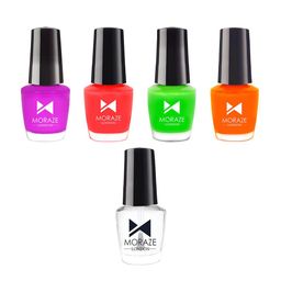 Moraze Set of 4 Neon Nail Polish with 1 Top Coat-33