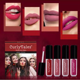 CurlyTales Set of 4 Weightless Matte Liquid Lipsticks - 3ml ach-44