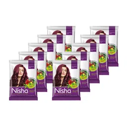 Nisha Set of 10 Burgundy Henna Based Hair Color 15gm each-22