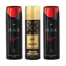 CFS Set Of 3 Black & Oudh Deodorant Body Spray - 200ml Each-19