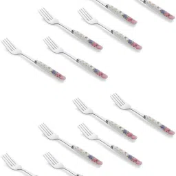 Floral Stainless Big Fork 12 Spoons Set of Ceramic Handle Kata Chamach Stainless Steel, Ceramic Dinner Fork Set-3