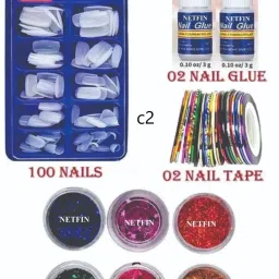 Glitter 06 color + Artificial Nail100 pcs + Nail Glue 2 pc +Nail Tape 2 pc c2-image-90