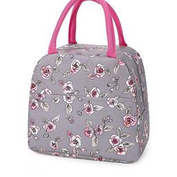HOUSE OF QUIRK Unisex Grey & Pink Printed Lunch Bag-25