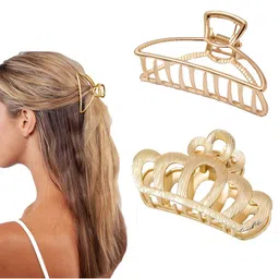VAGHBHATT Women Gold-Toned Set of 2 Claw Clip-15