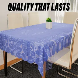 Kuber Industries Blue Net Jhalar 6-Seater Table Cover image 4