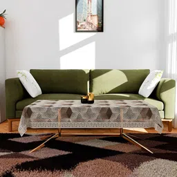 Kuber Industries Cream-color & Brown Geometric Table Cover image 1