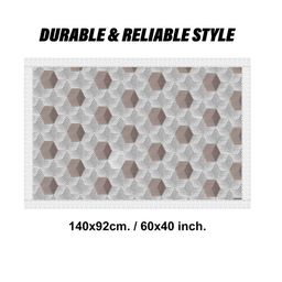 Kuber Industries Cream-color & Brown Geometric Table Cover image 3