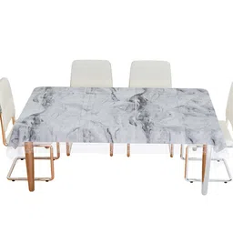 Kuber Industries Grey Marble Printed 6 Seater Dining Table Cloth Cover-32