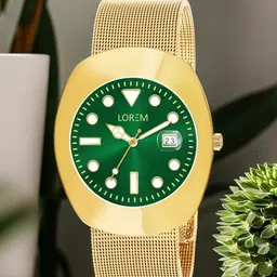 LOREM Men Textured Dial & Bracelet Style Analogue Watch LR140-35