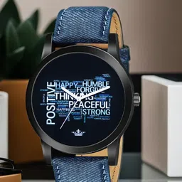 LOREM Men Black Printed Dial & Blue Leather Straps Analogue Watch LR60-image-48