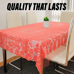 Kuber Industries Peach Coloured Net Jhalar Printed 6-Seater Table Cover image 5