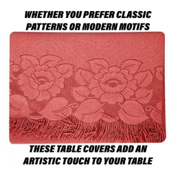 Kuber Industries Peach Coloured Net Jhalar Printed 6-Seater Table Cover image 4