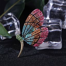 Yellow Chimes Women Gold-Plated Multicolor Crystal Butterfly Shaped Brooch Pin-3