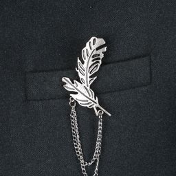 Alvaro Castagnino Men Silver-Toned Embellished Stylish Brooch Pin-image-42