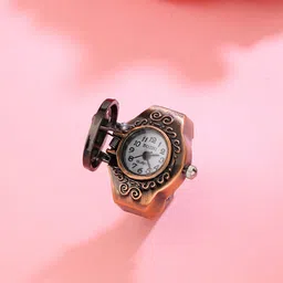 Yellow Chimes Men Solid Brown Stretchable Watch Ring-28