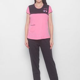 AV2 Women Pink & Black Colourblocked Pure Cotton Night suit-image-24