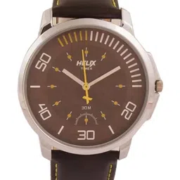 Helix Men Printed Dial & Leather Straps Analogue Watch TW027HG06-55
