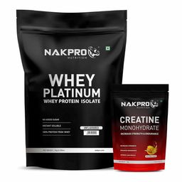 Nakpro Whey Platinum Whey Protein Isolate,  2.2 lb  Unflavoured with Creatine Monohydrate 0.22 lb Fruit Punch -4
