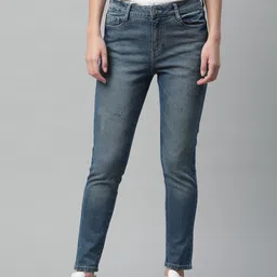 Mast & Harbour Women Blue Skinny Fit Mildly Distressed Light Fade Stretchable Jeans-picture-15