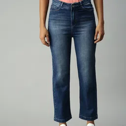 SHOWOFF Women Navy Blue Relaxed Fit High-Rise Light Fade Stretchable Jeans-image-34