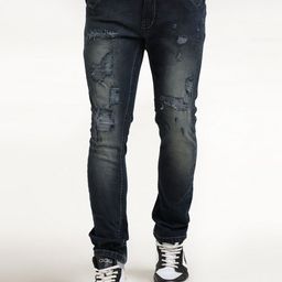 VUDU Men Narrow Slim Fit Low Distress Light Fade Cotton Jeans-image-63