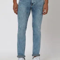 Mufti Men Mid-Rise Heavy Fade Slim Fit Mildly Distressed Stretchable Jeans-image-54
